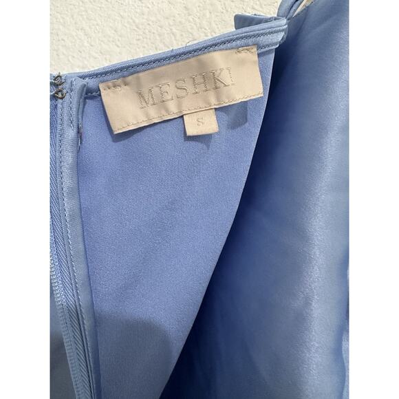 Meshki Satin Spaghetti Strap Maxi Slip Dress Size S cowl neck slip Color Blue - Picture 4 of 6